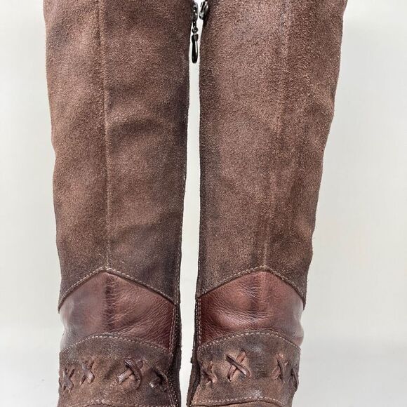 BED/STU Midge Cobbler Series Leather and Suede Distressed Western Riding Boots - Picture 4 of 16